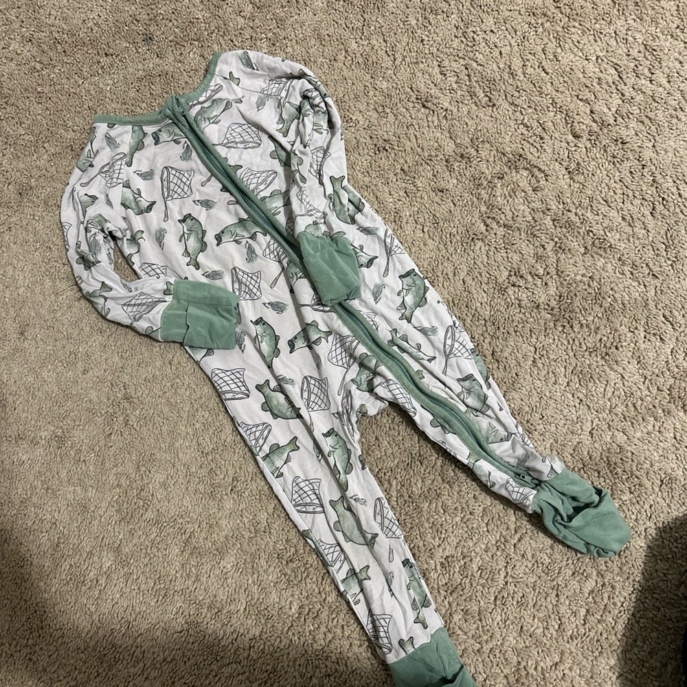 Caden Lane Green Fish Kids Footie
